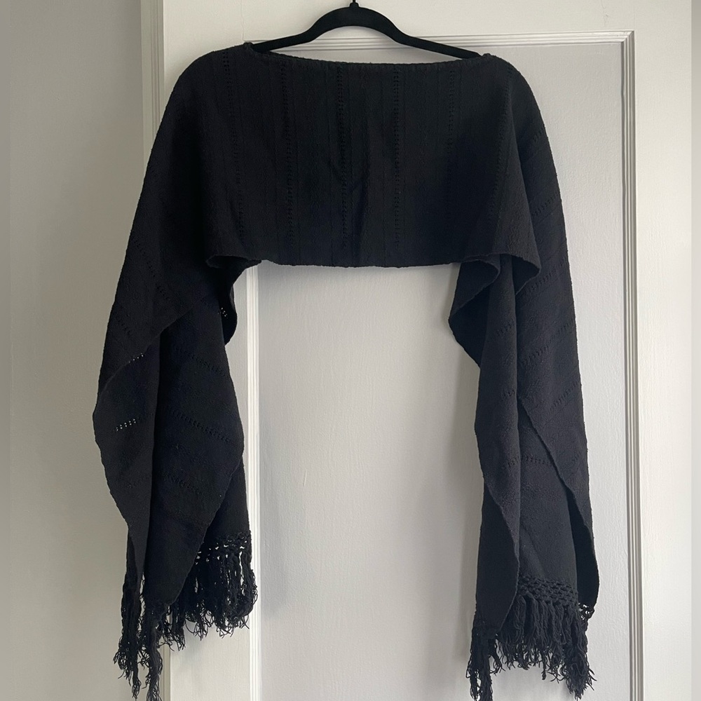 Handmade Black Shawl / Poncho from Oaxaca, Mexico